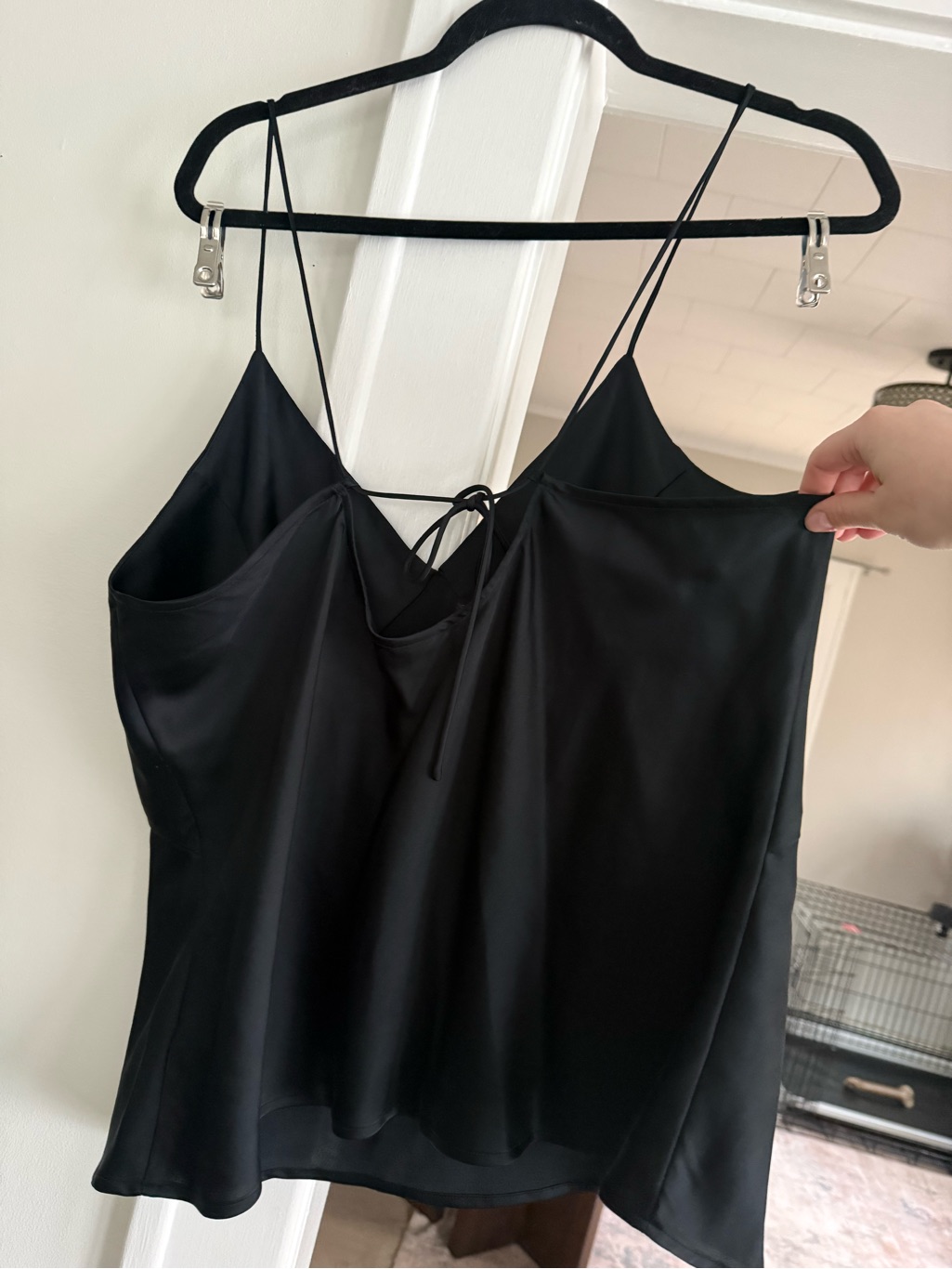 A New Day Black Satin Tie-Back Camisole